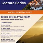 Caribbean Public Health Lecture on "Saharan Dust and Your Health" - Come Join!